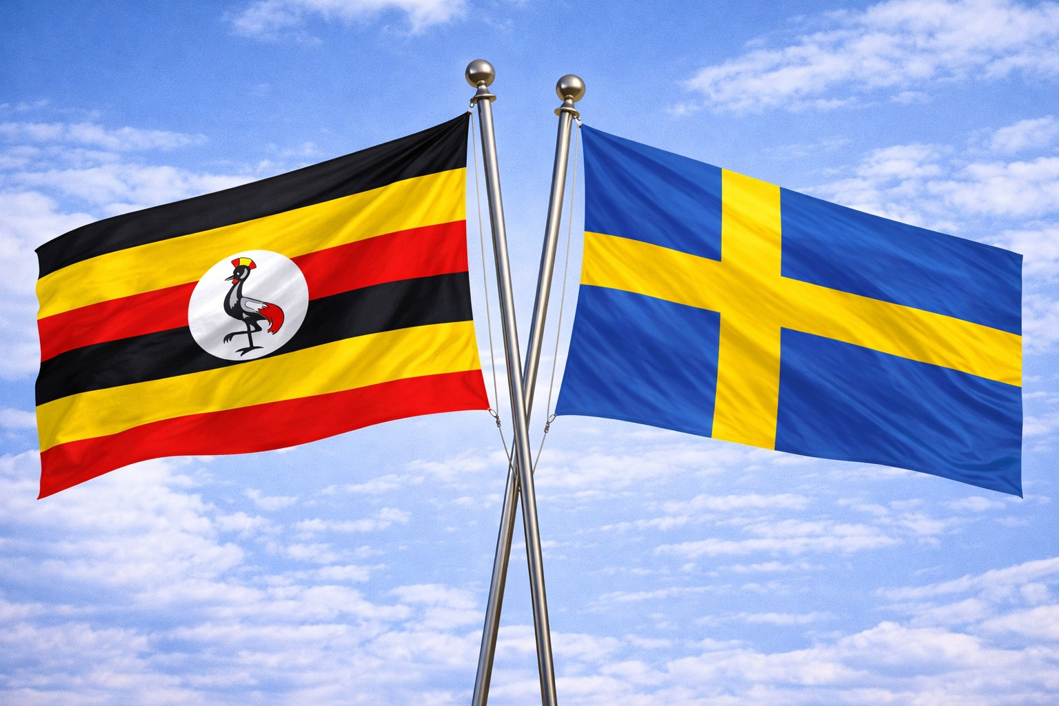 Uganda Flag And Sweden Flag