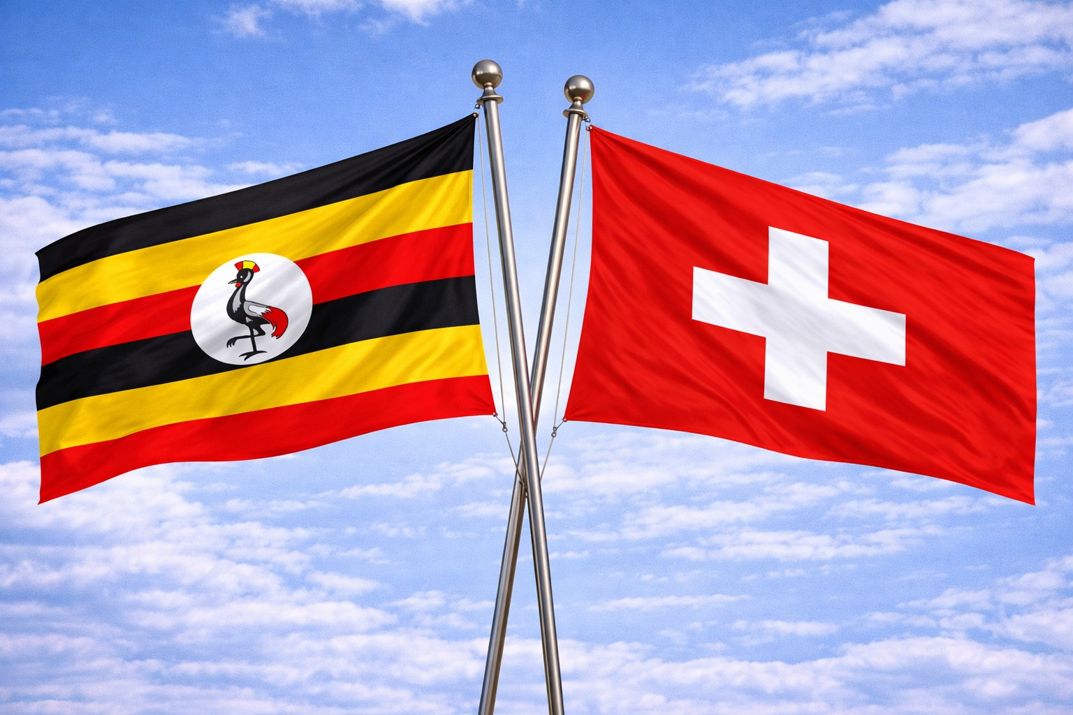 Uganda Flag And Switzerland Flag
