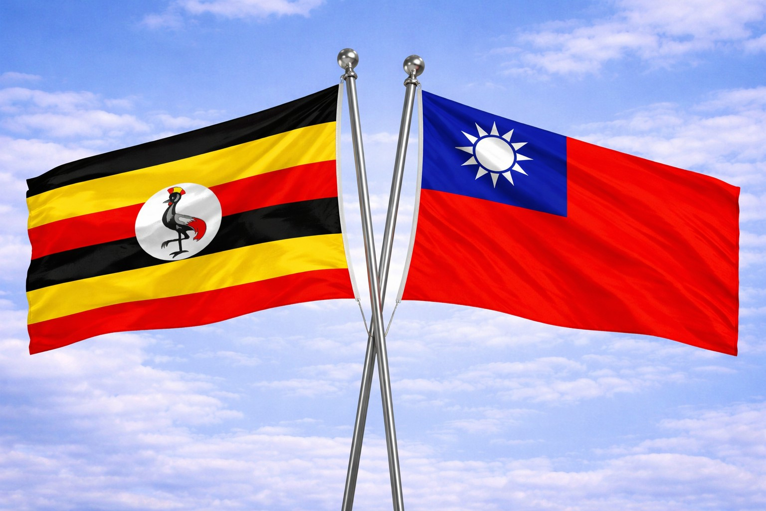 Uganda Flag And Taiwan Flag