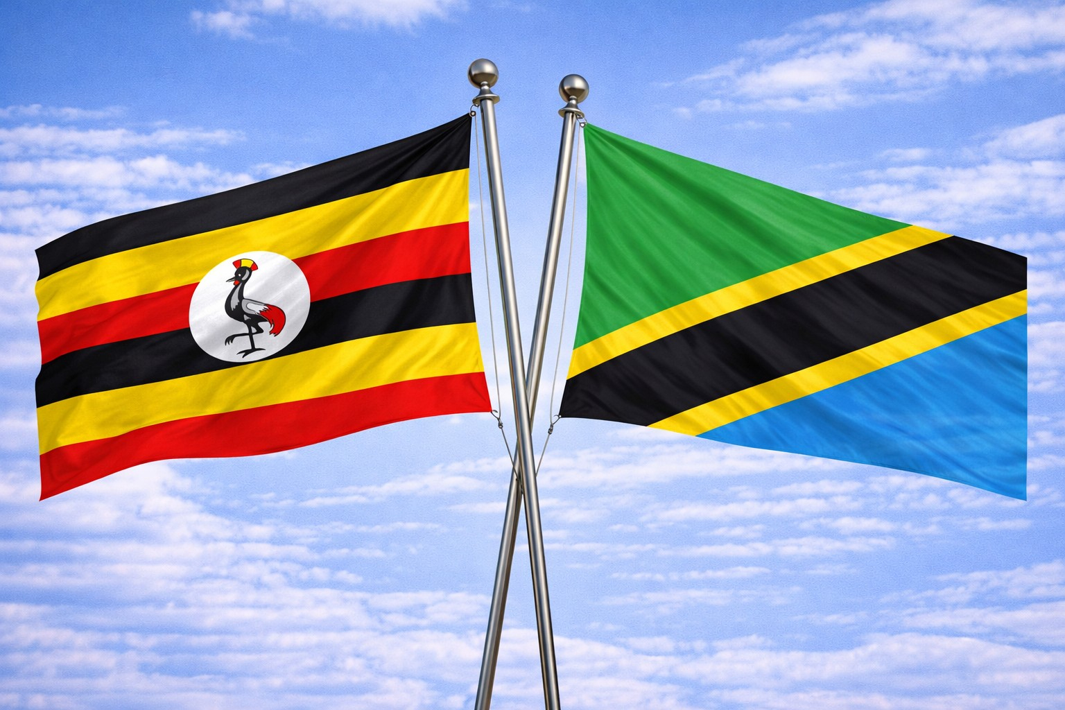 Uganda Flag And Tanzania Flag