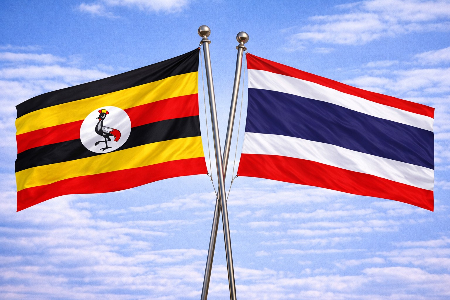 Uganda Flag And Thailand Flag