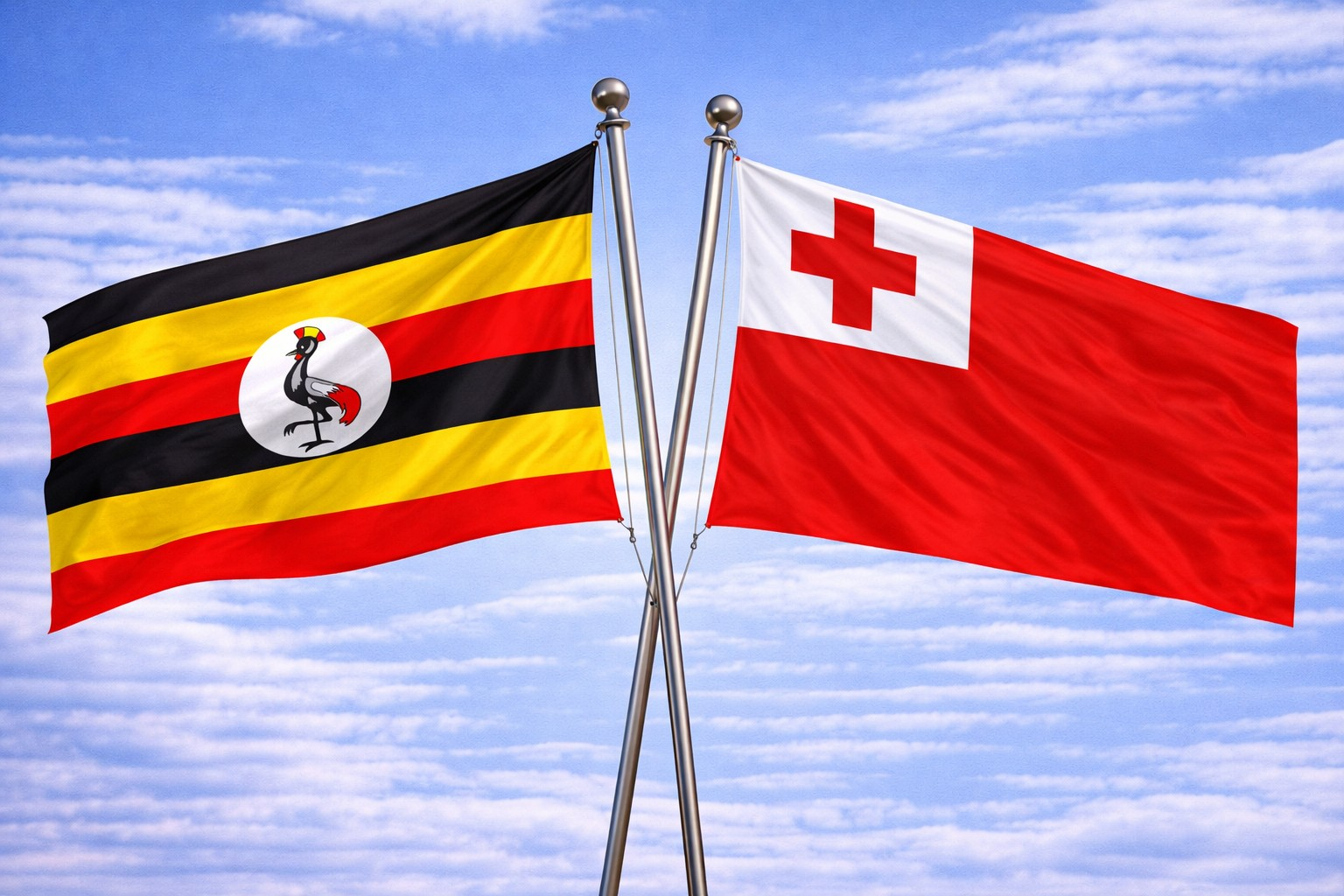 Uganda Flag And Tonga Flag