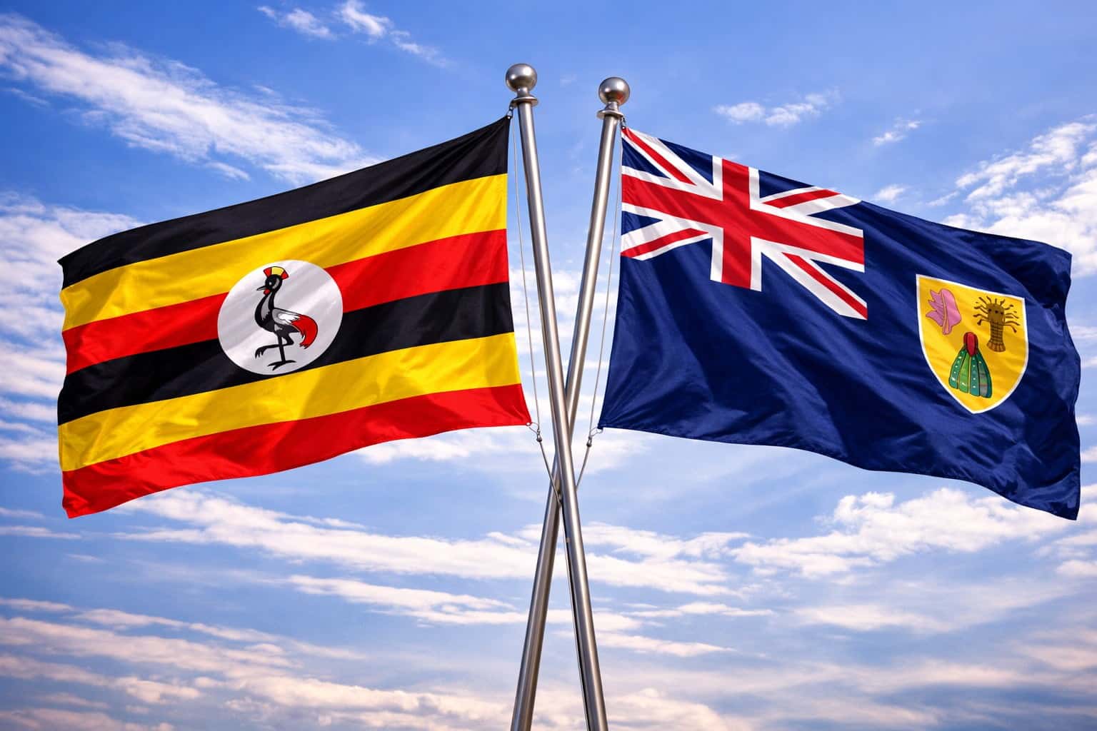 Uganda Flag And Turks And Caicos Islands Flag