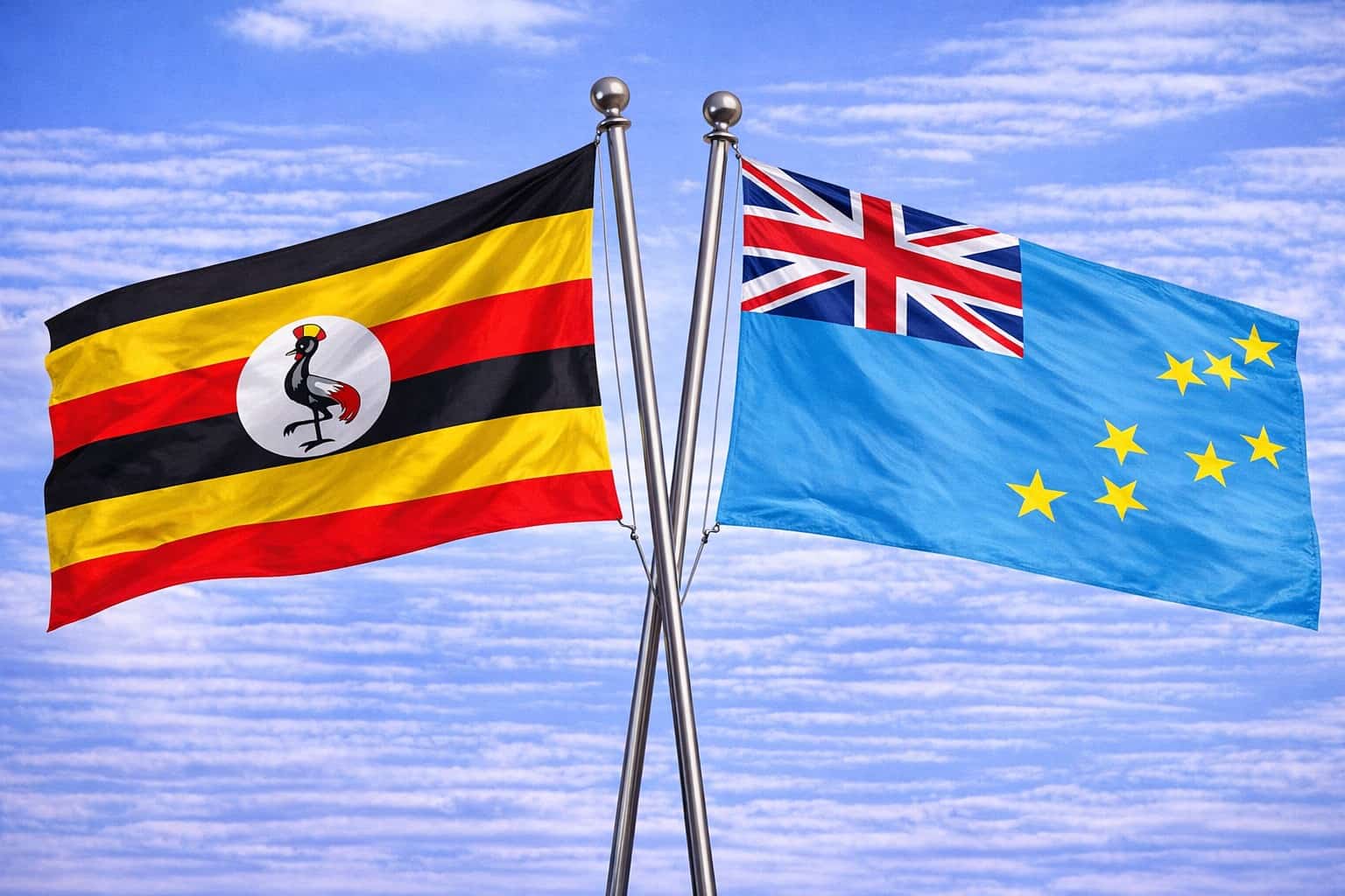 Uganda Flag And Tuvalu Flag