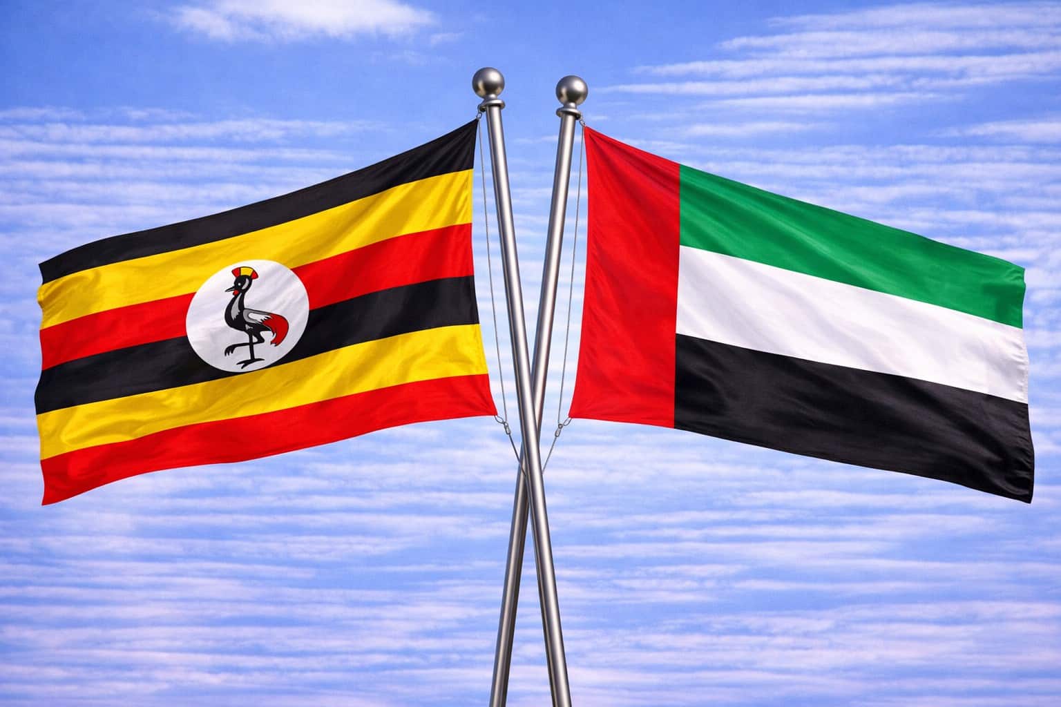 Uganda Flag And United Arab Emirates Flag