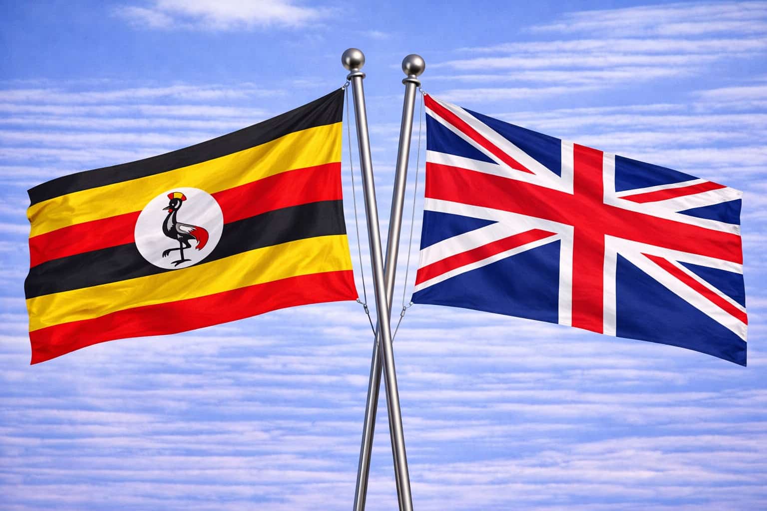 Uganda Flag And United Kingdom Flag