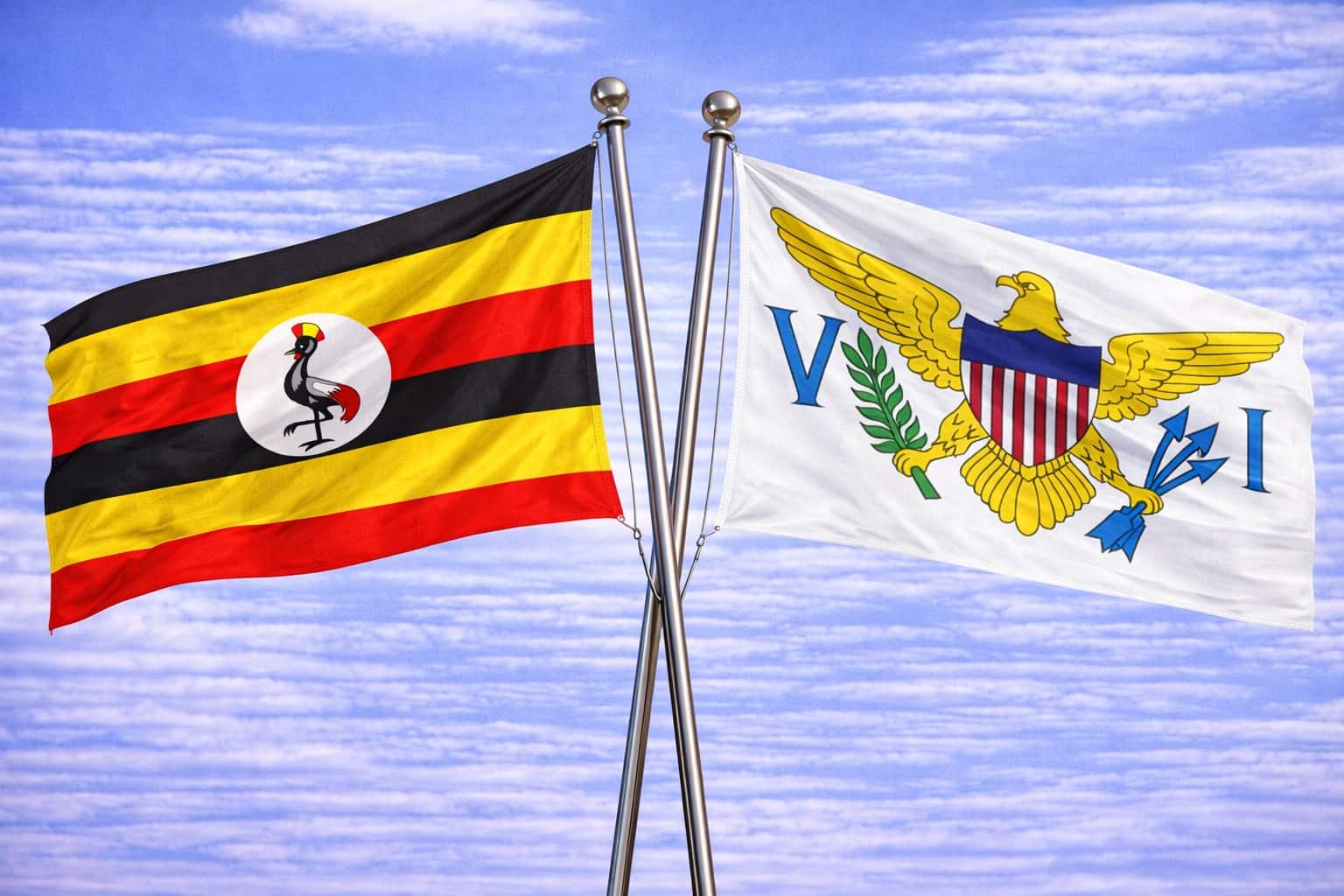 Uganda Flag And Us Virgin Islands Flag