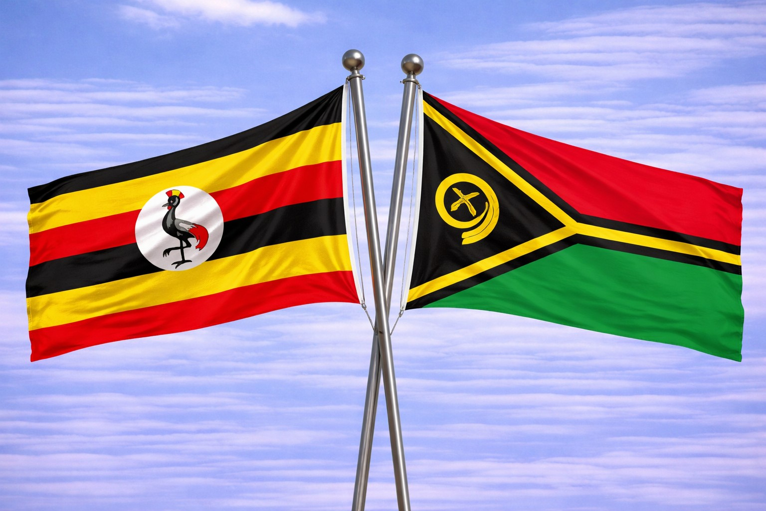 Uganda Flag And Vanuatu Flag