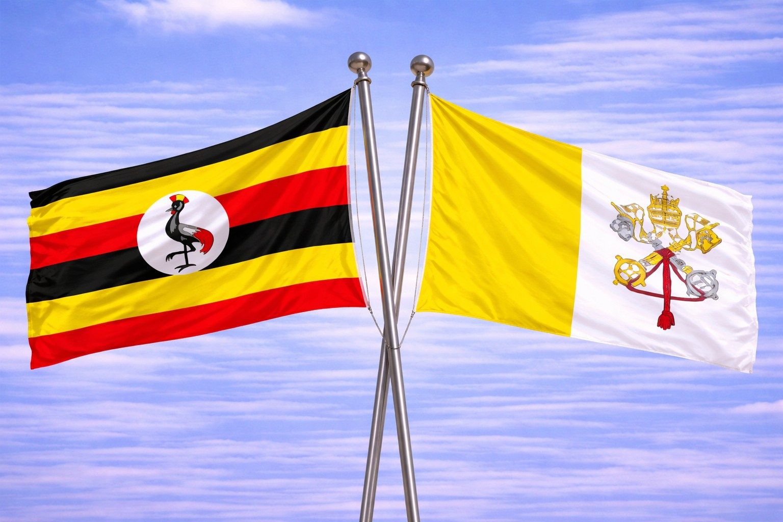 Uganda Flag And Vatican Flag