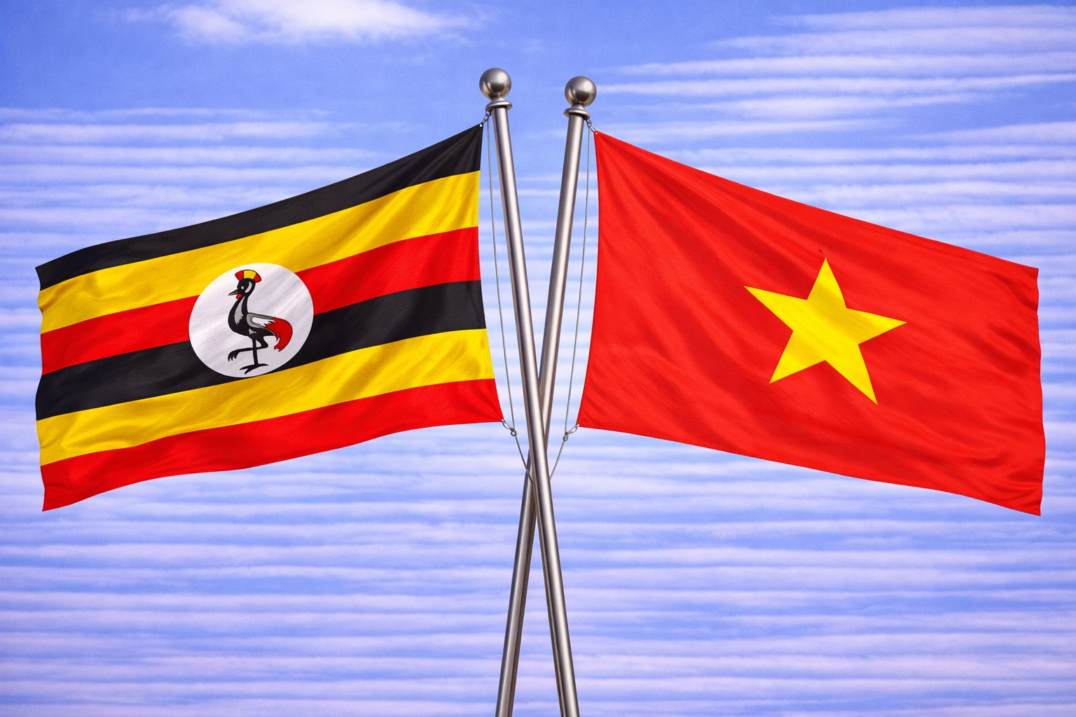 Uganda Flag And Vietnam Flag