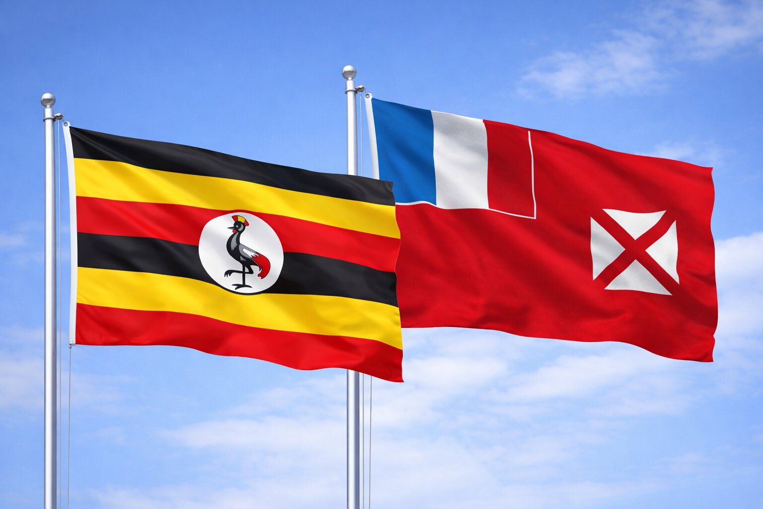 Uganda Flag And Wallis And Futuna Flag