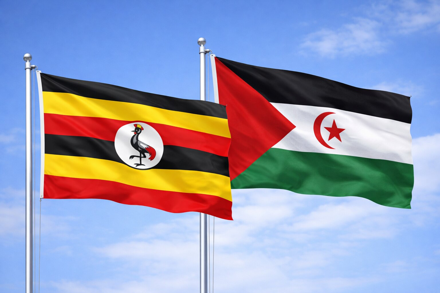 Uganda Flag And Western Sahara Flag