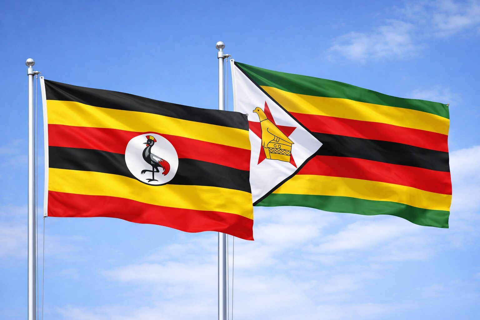 Uganda Flag And Zimbabwe Flag