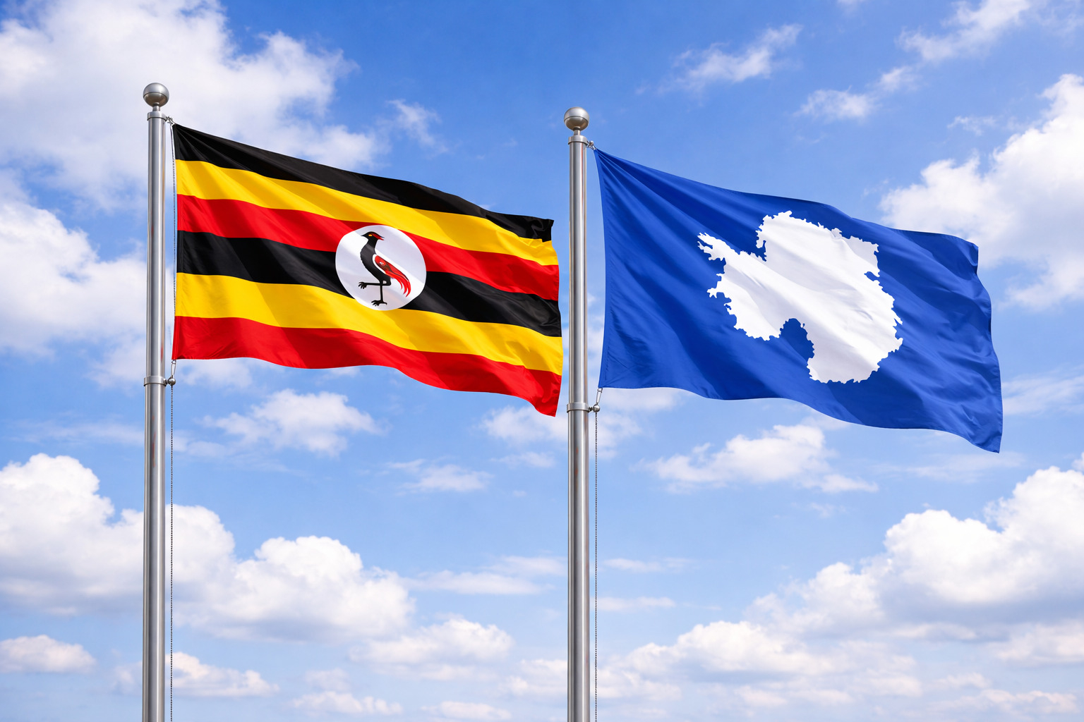 Uganda Flag With Antarctica Flag