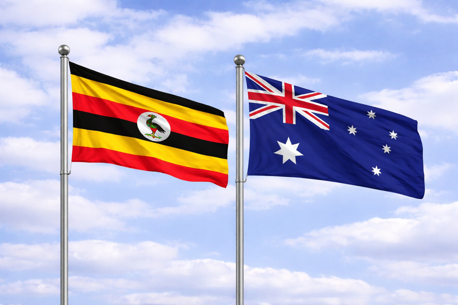 Uganda Flag With Australia Flag