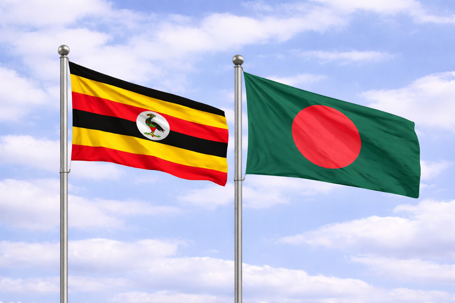Uganda Flag With Bangladesh Flag