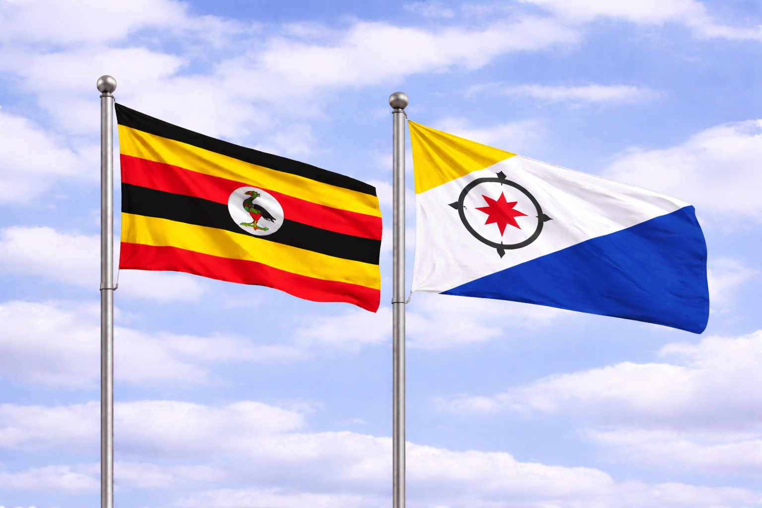 Uganda Flag With Bonaire Flag