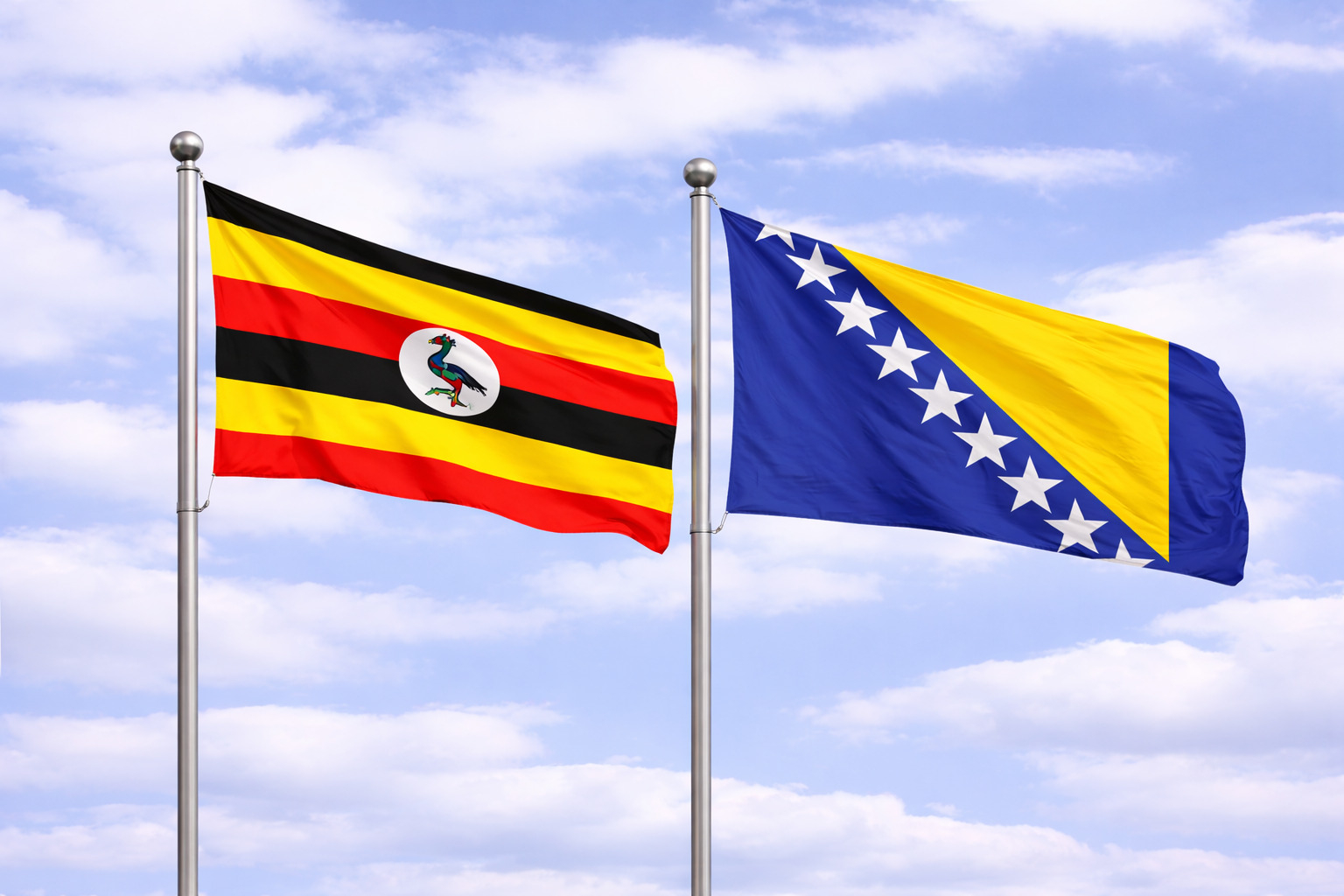 Uganda Flag With Bosnia And Herzegovina Flag