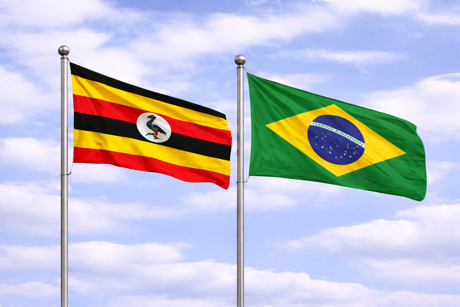 Uganda Flag With Brazil Flag