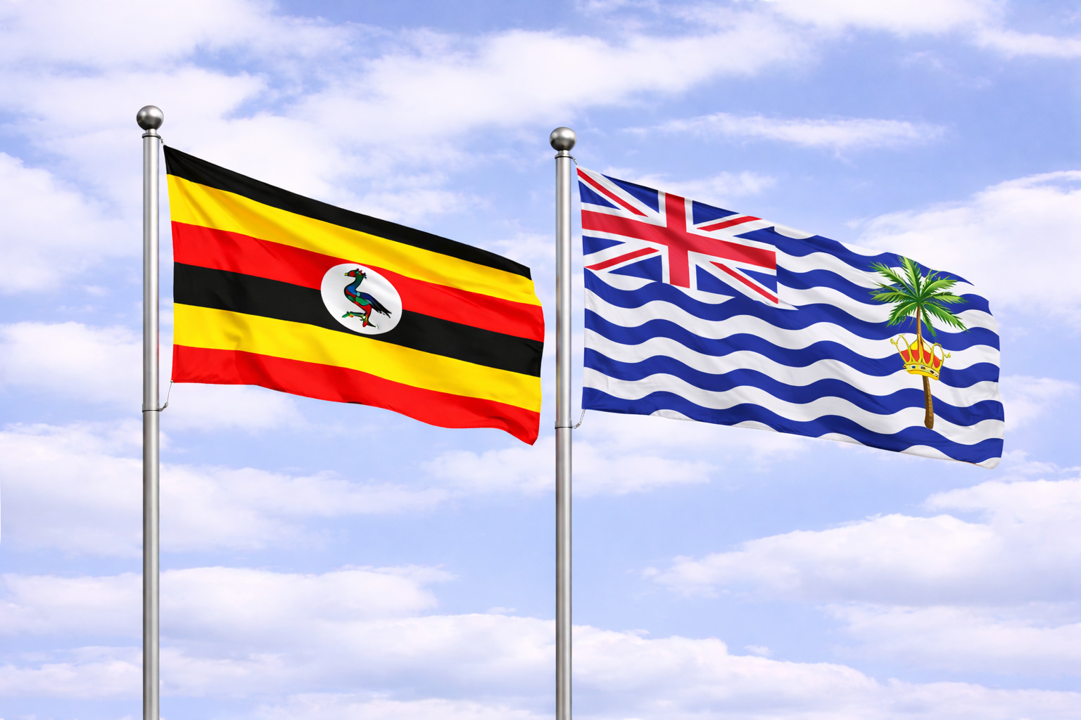 Uganda Flag With British Indian Ocean Territory Flag
