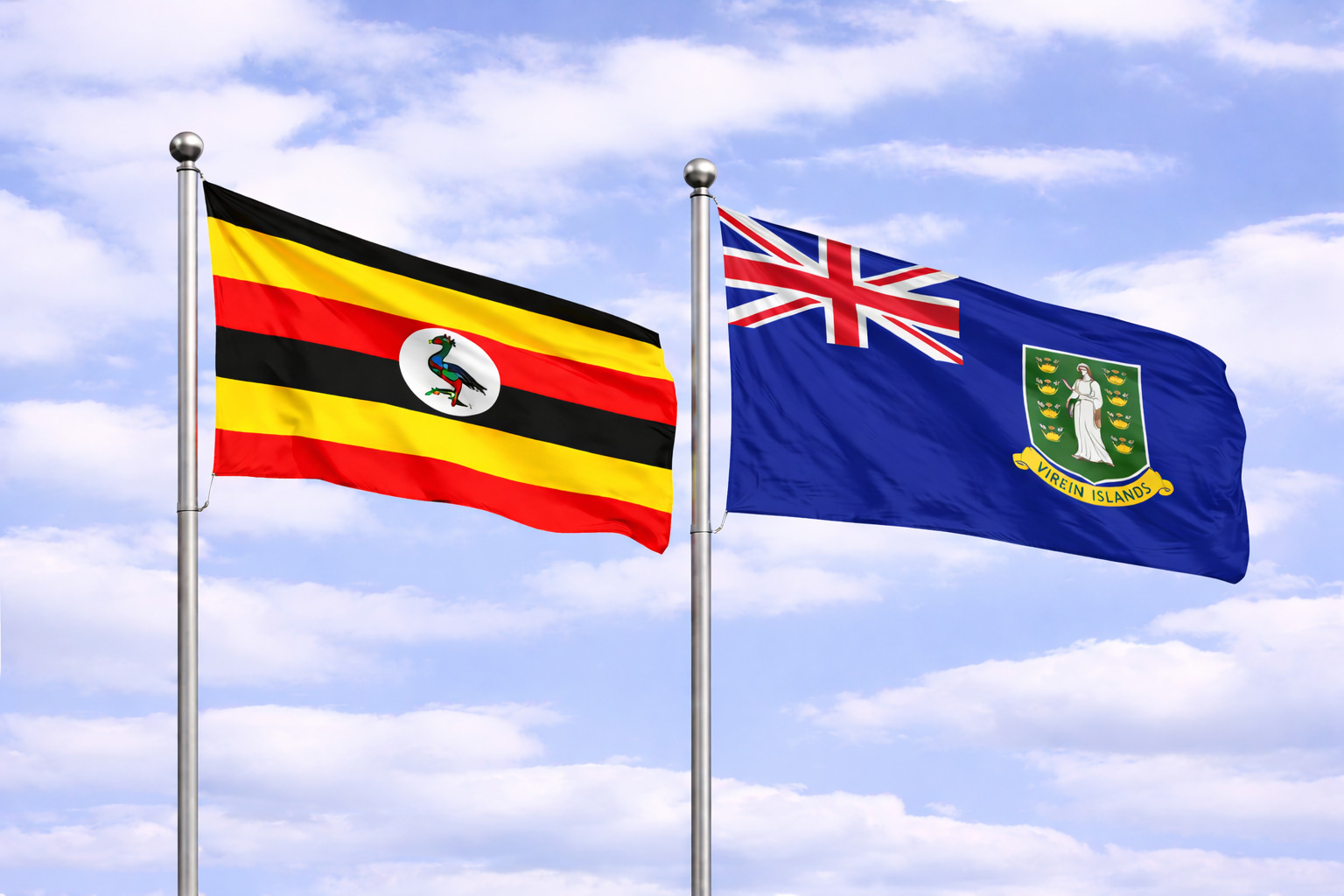 Uganda Flag With British Virgin Islands Flag