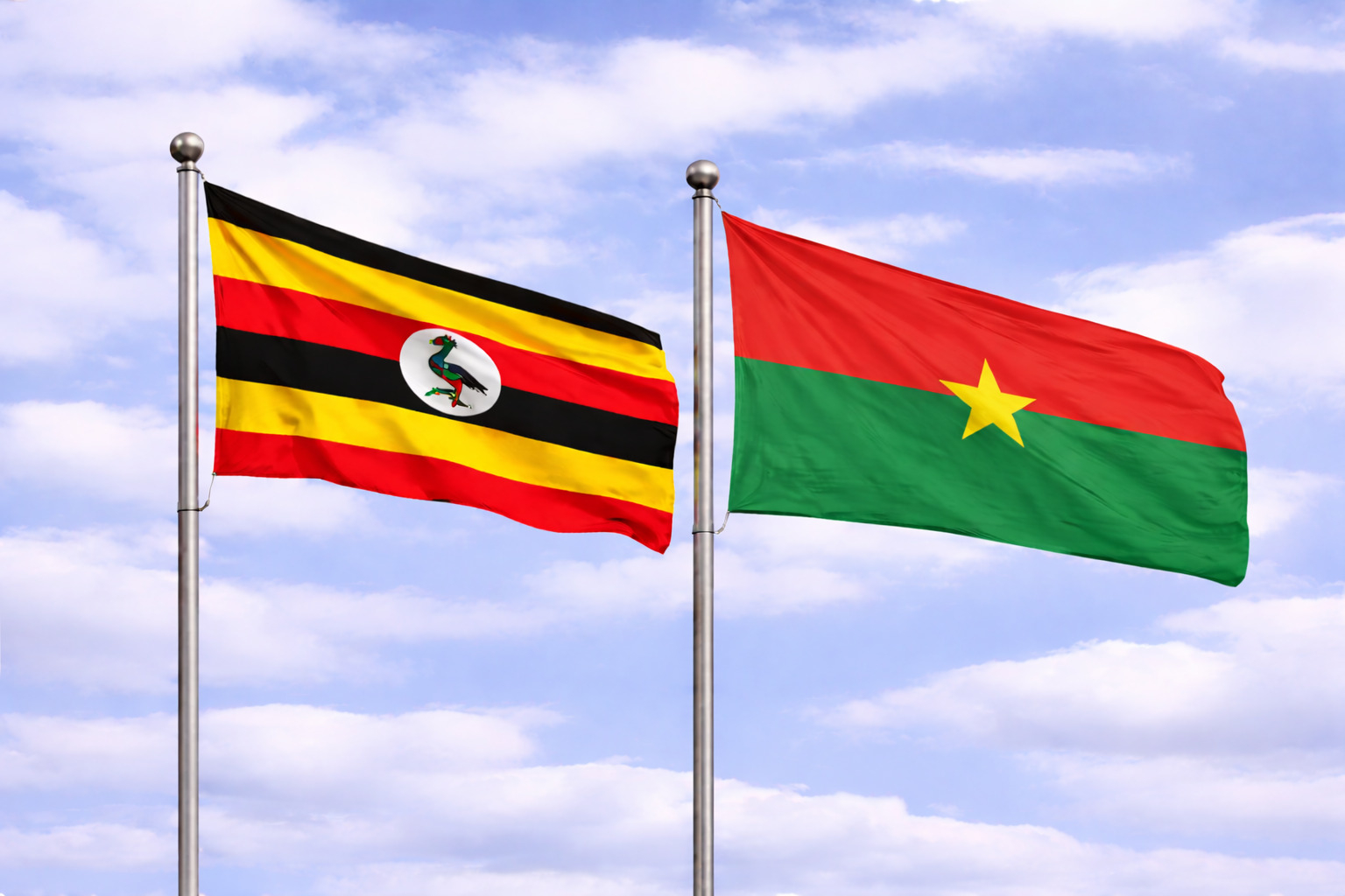 Uganda Flag With Burkina Faso Flag
