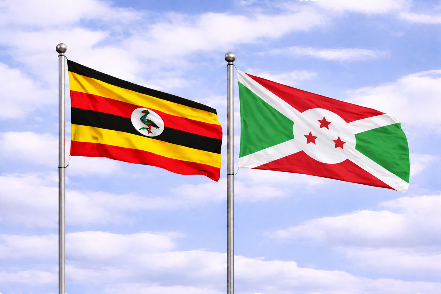 Uganda Flag With Burundi Flag