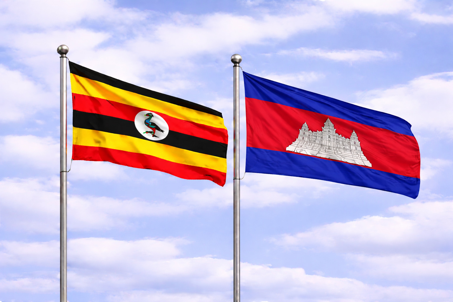 Uganda Flag With Cambodia Flag