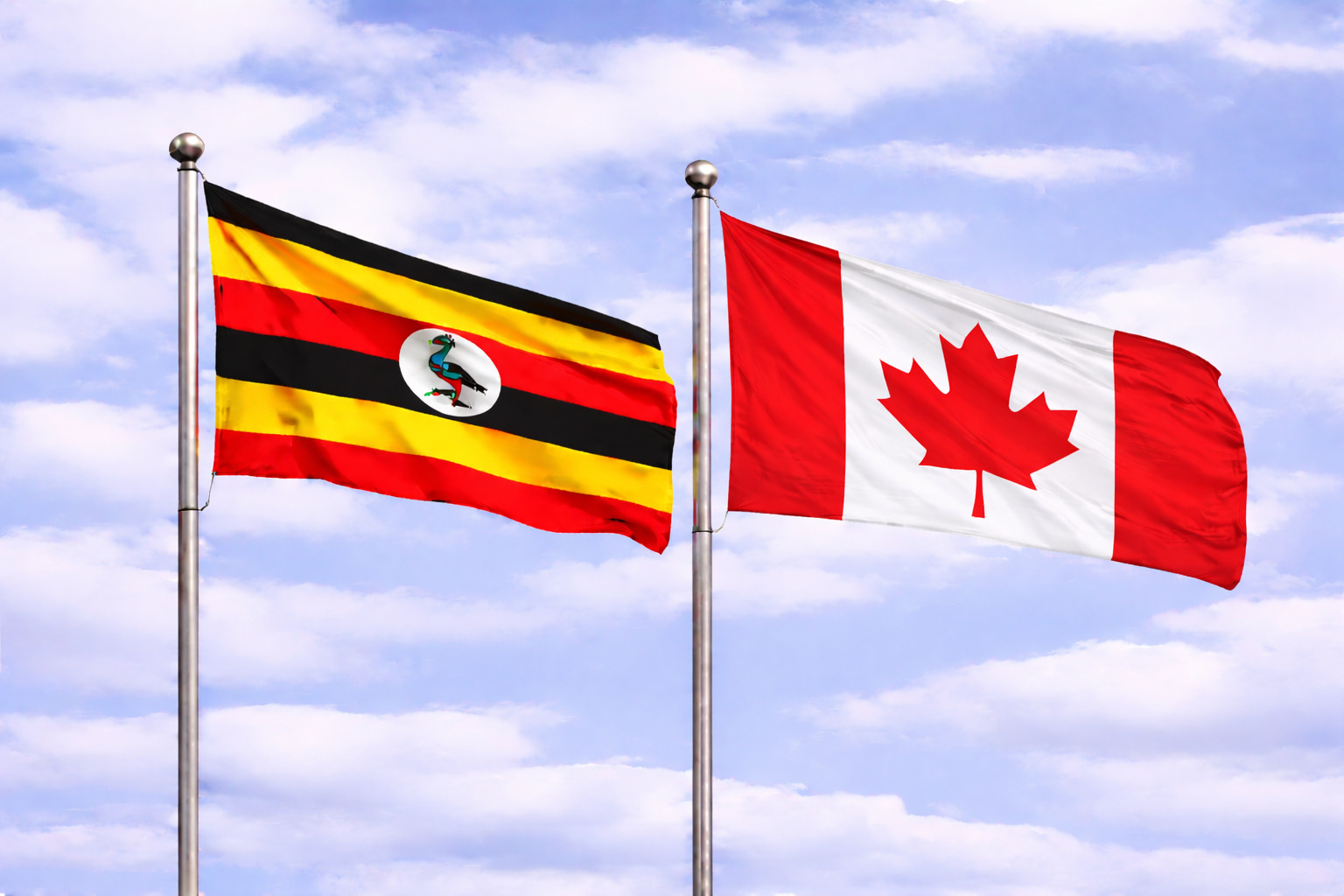 Uganda Flag With Canada Flag