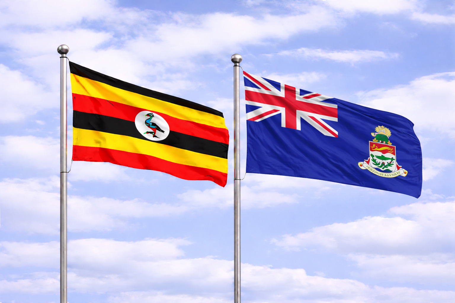 Uganda Flag With Cayman Islands Flag