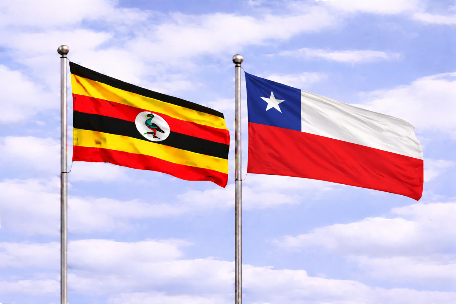 Uganda Flag With Chile Flag