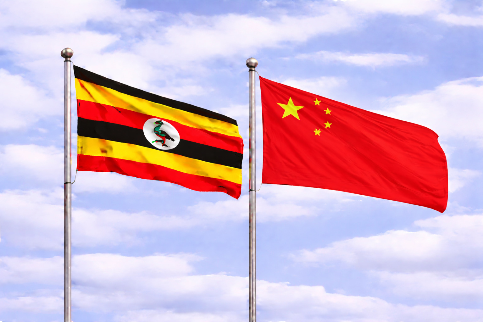 Uganda Flag With China Flag