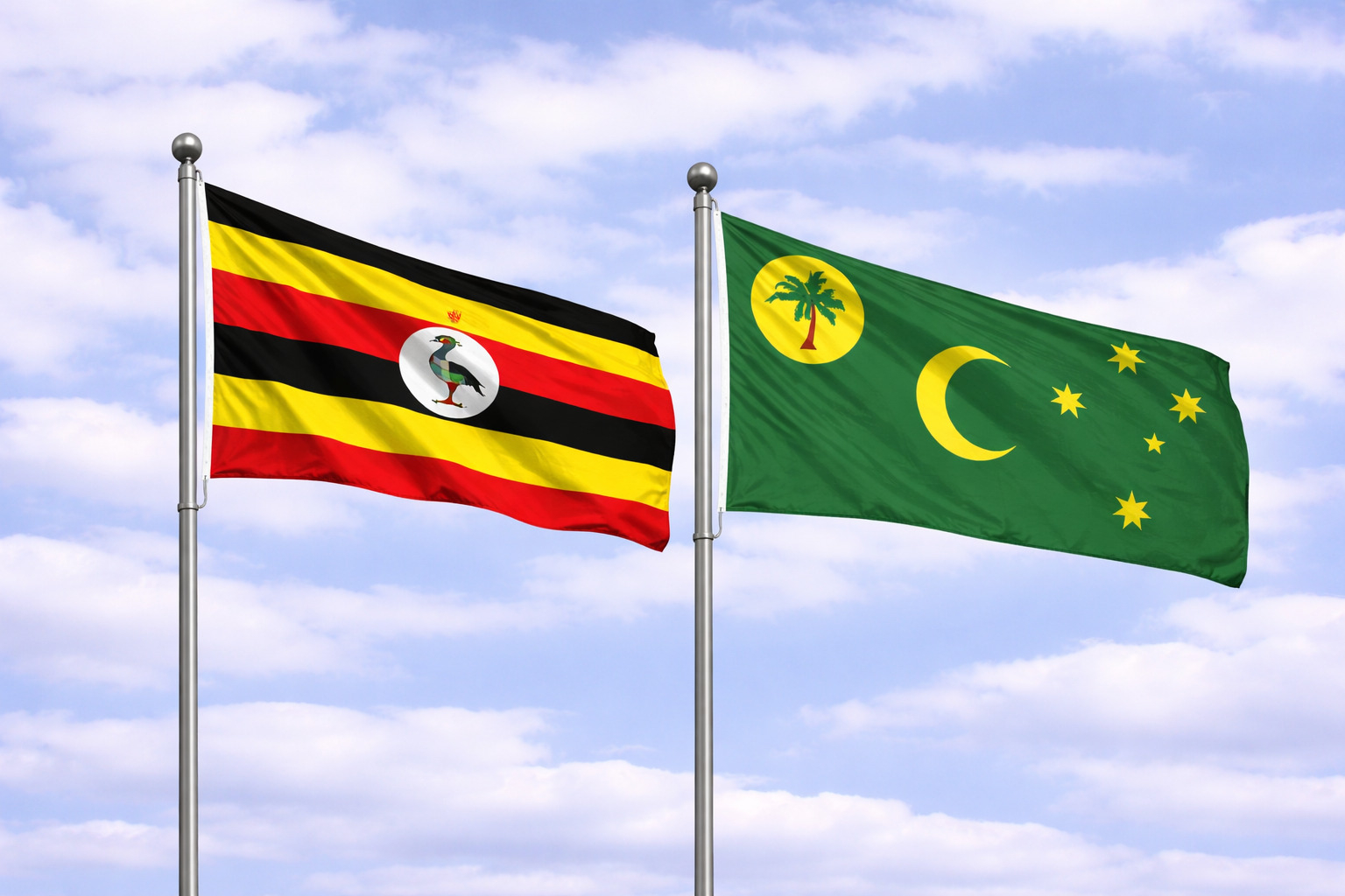 Uganda Flag With Cocos Keeling Islands Flag