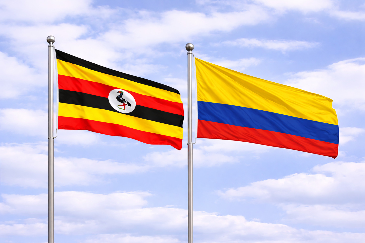 Uganda Flag With Colombia Flag