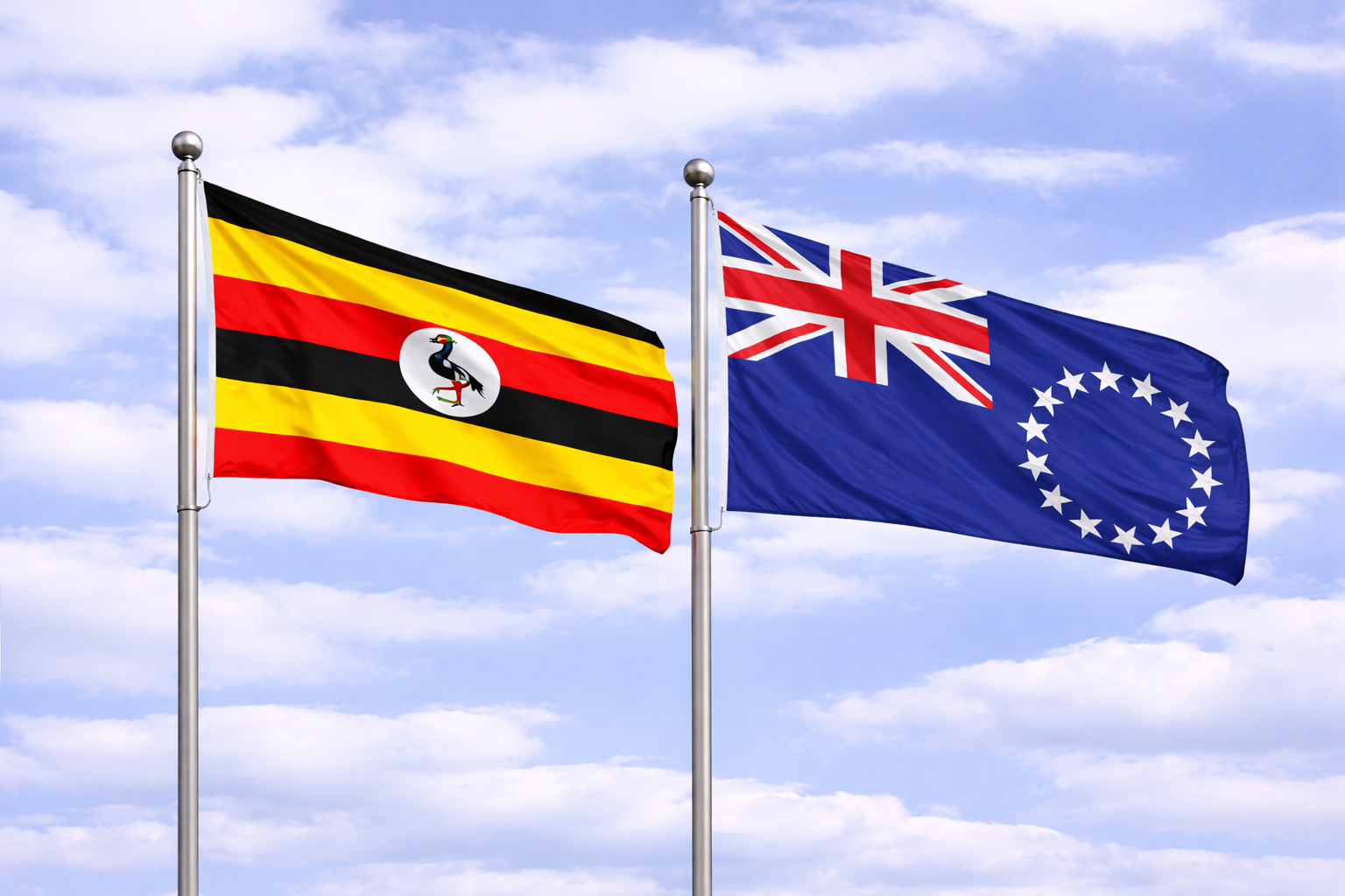 Uganda Flag With Cook Islands Flag