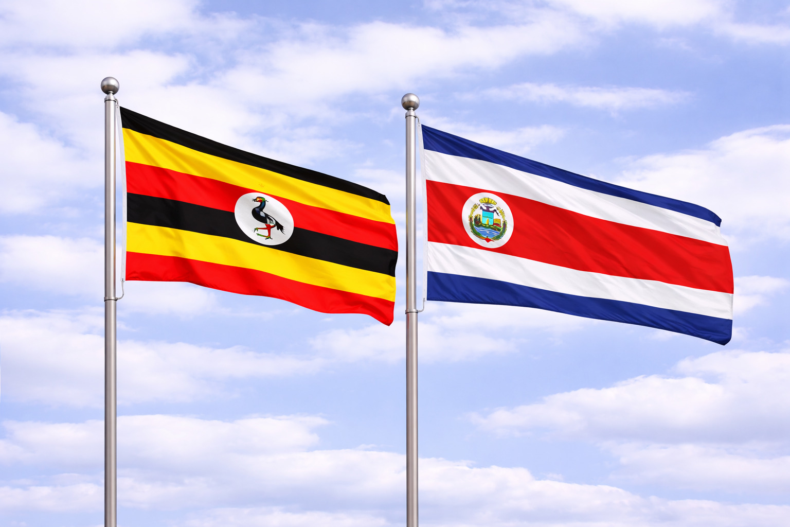 Uganda Flag With Costa Rica Flag