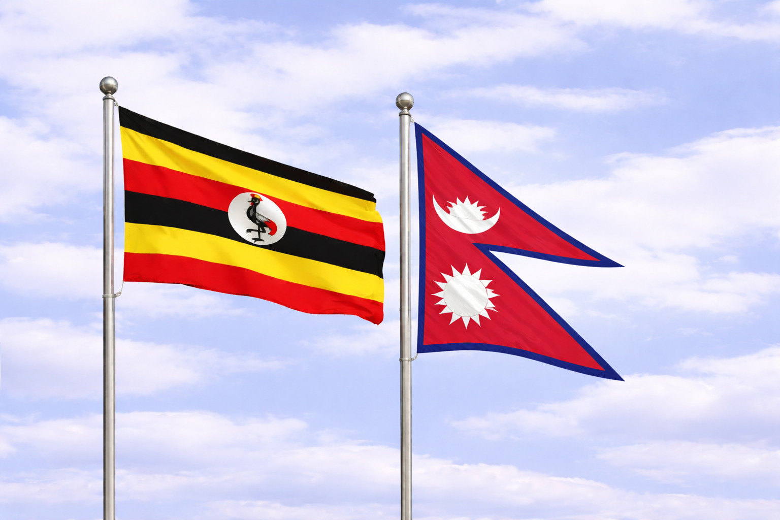 Uganda Flag With Nepal Flag