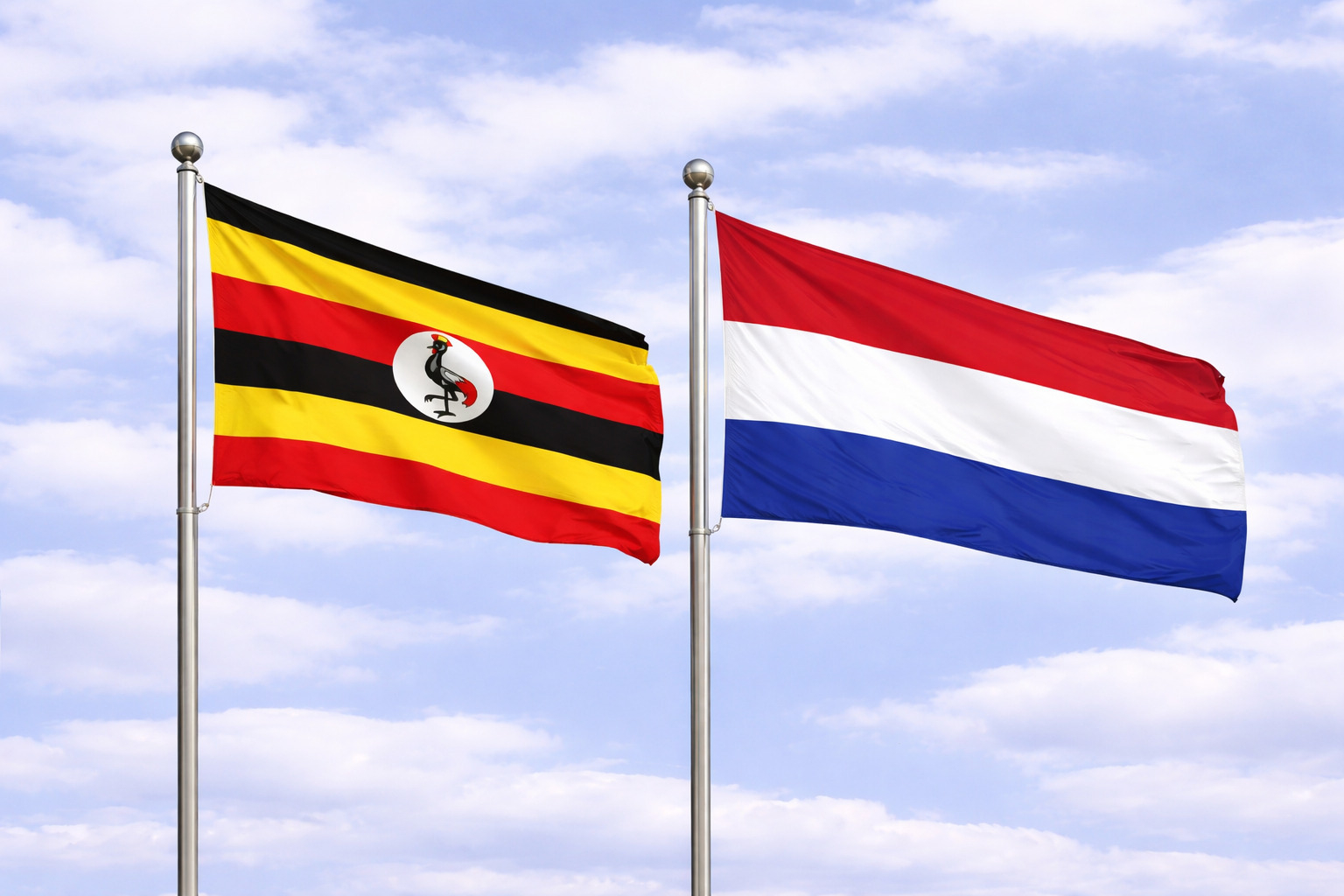 Uganda Flag With Netherlands Flag