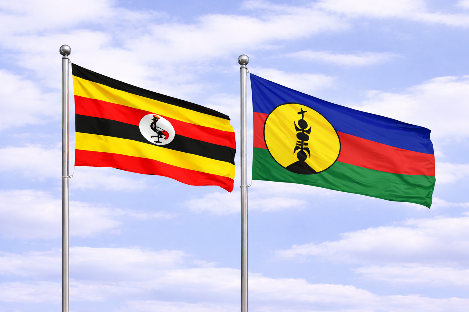 Uganda Flag With New Caledonia Flag