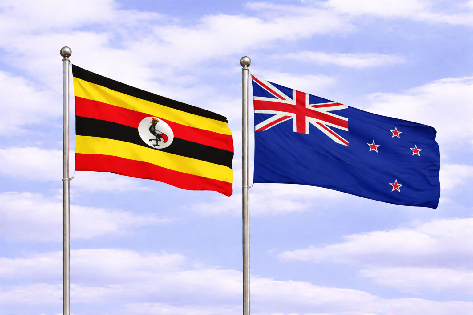 Uganda Flag With New Zealand Flag