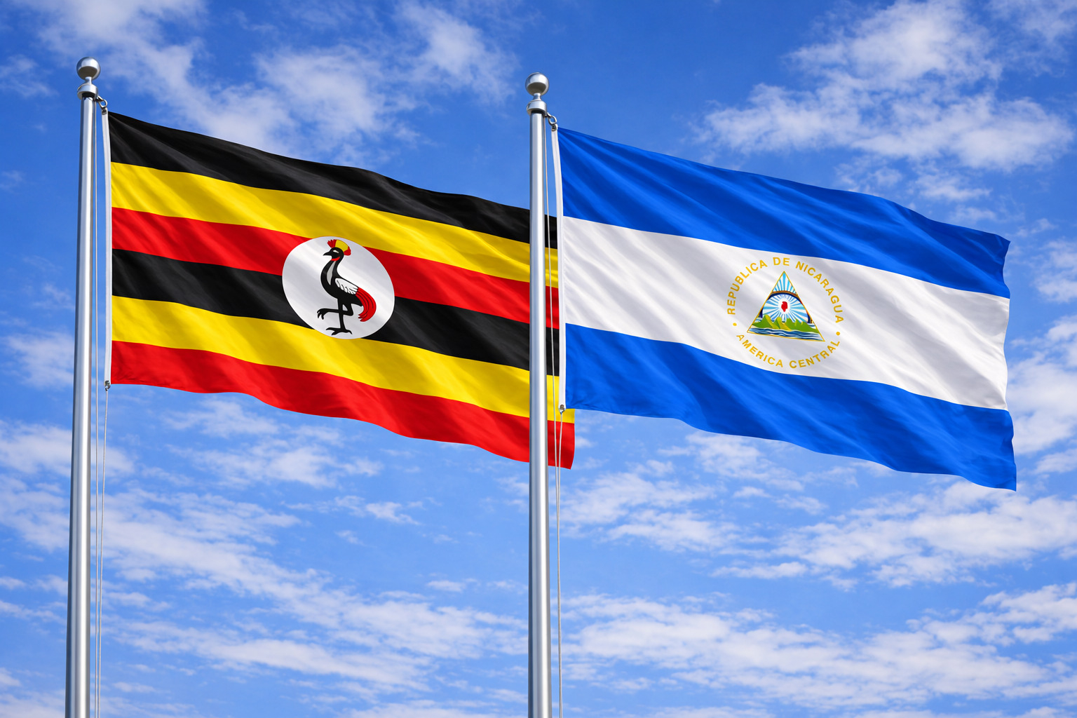 Uganda Flag With Nicaragua Flag