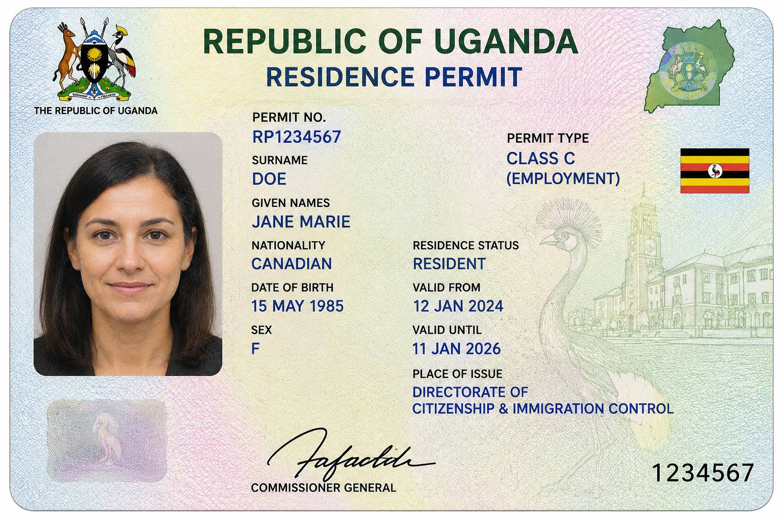 Uganda Residence Permit Sample